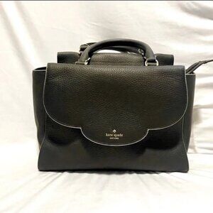 KATE SPADE SATCHEL, Pebbled Black Leather, Medium with Gift